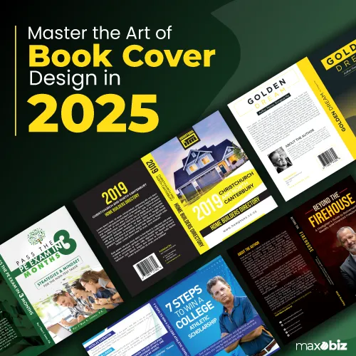 Master the art of book front cover design with modern, professional layouts in 2025 – a showcase of visually impactful cover designs by Maxobiz.