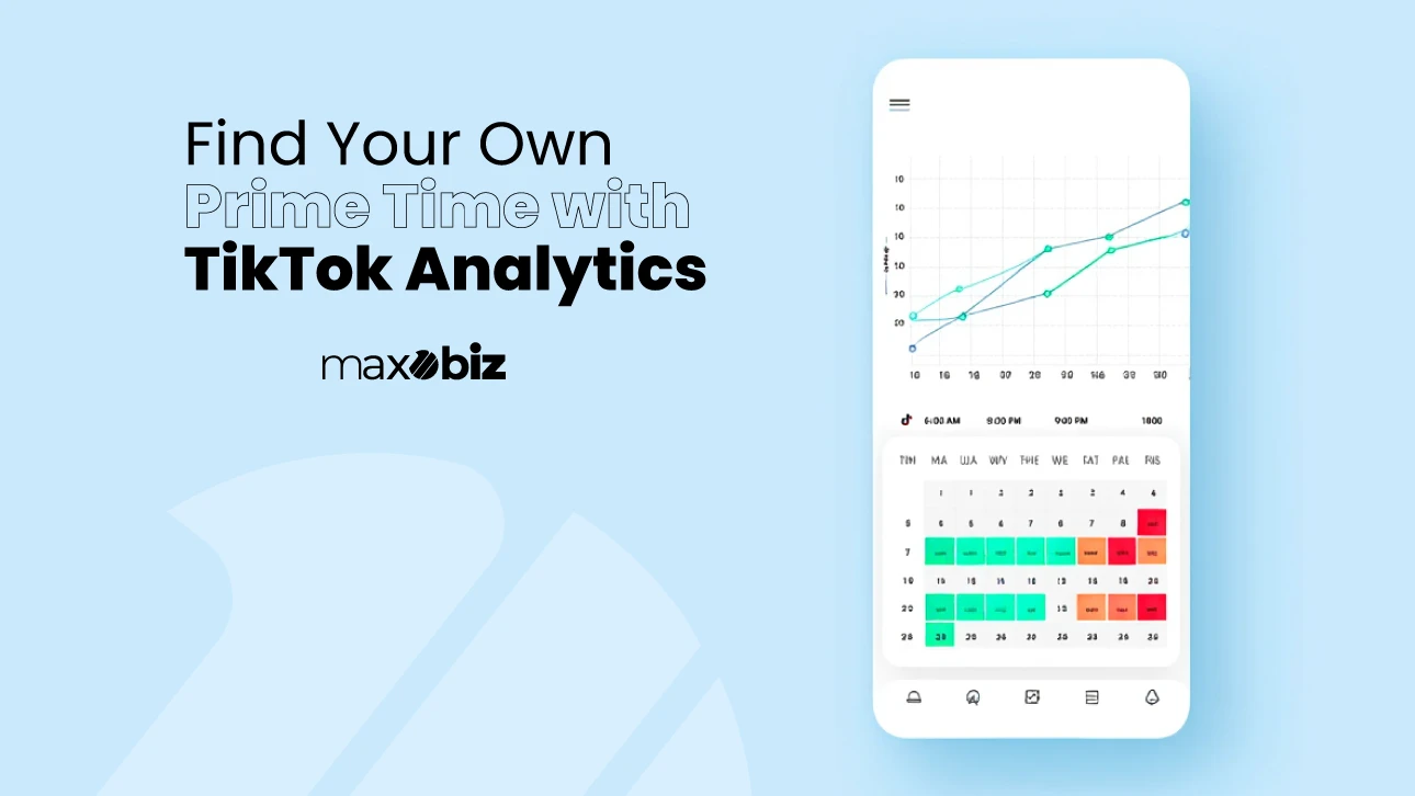 TikTok analytics dashboard by Maxobiz helping users find the best time to post on TikTok for higher engagement.