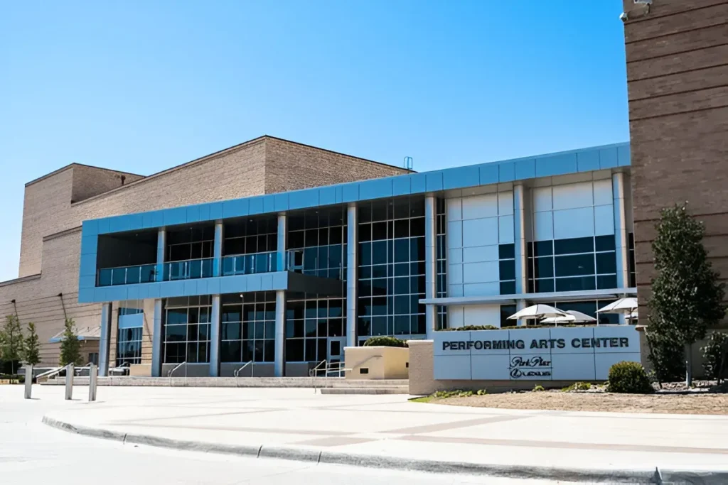 Allen Texas Performing Arts Center building - modern facility representing local culture and a thriving community in Allen, TX